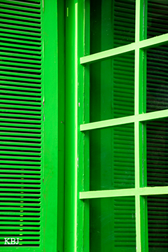 Beautifully preserved shuttered windiw from a heritage shop in south Mumbai, India