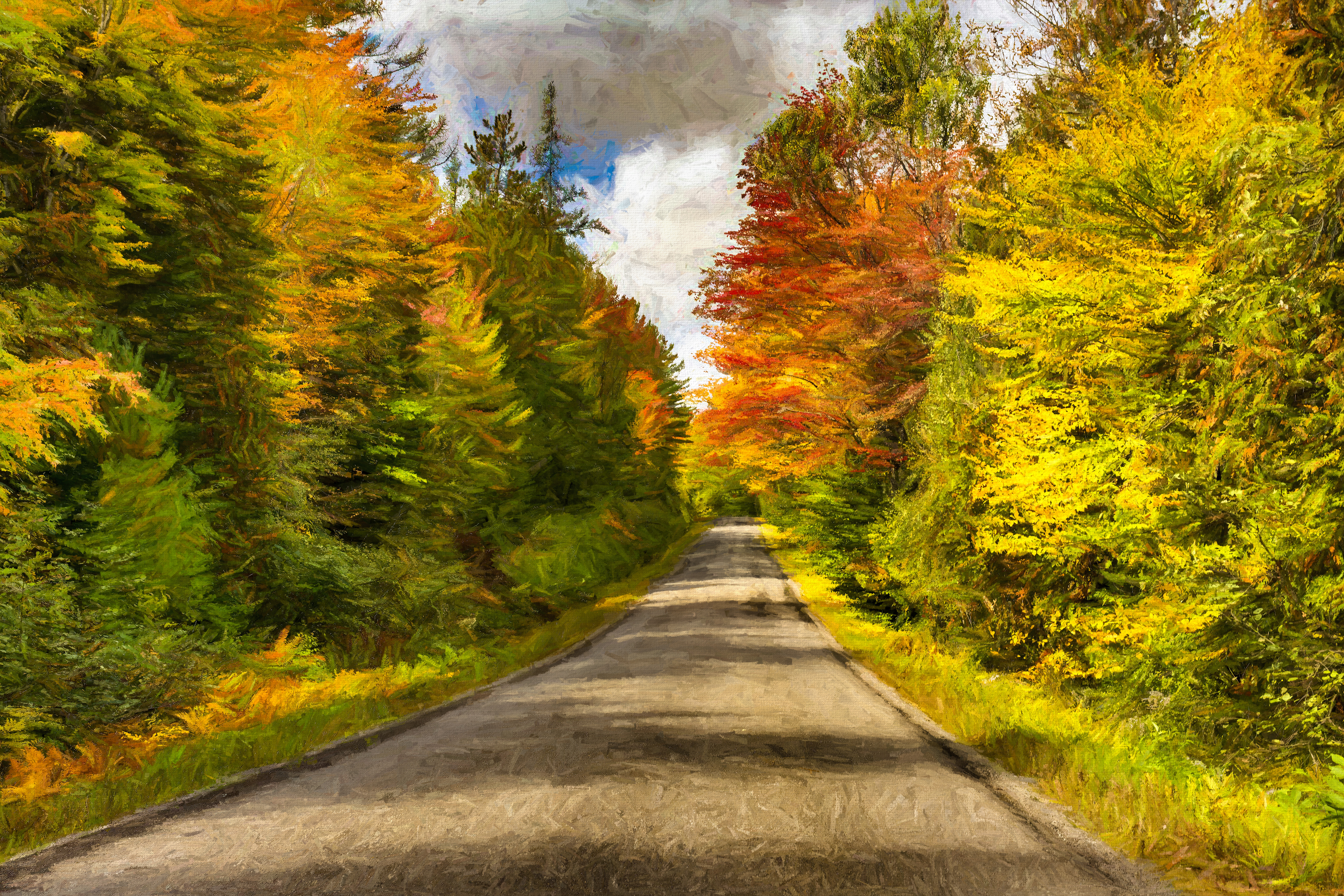 Fall drive, NE Maine. Topaz Effects